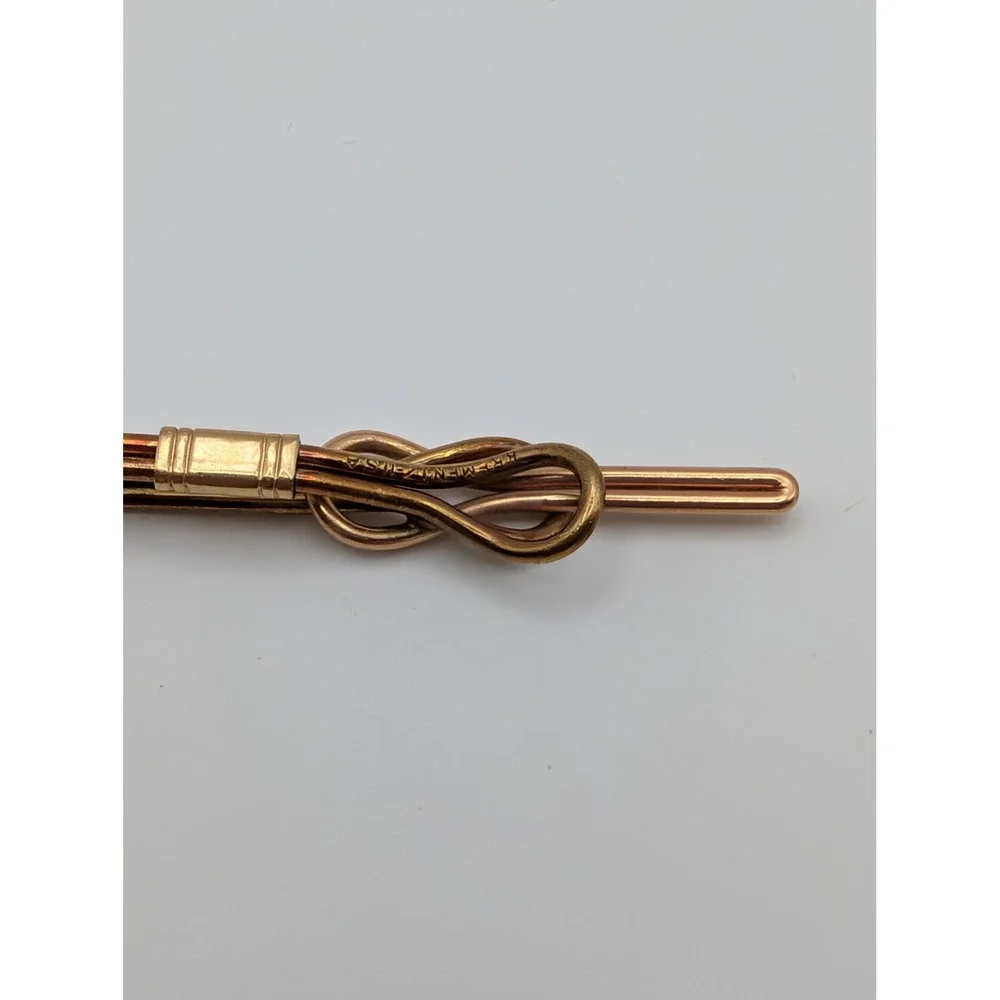 Vintage Krementz Gold Tone Money Clip Tie Bar Love Knot Design Signed USA 2.5